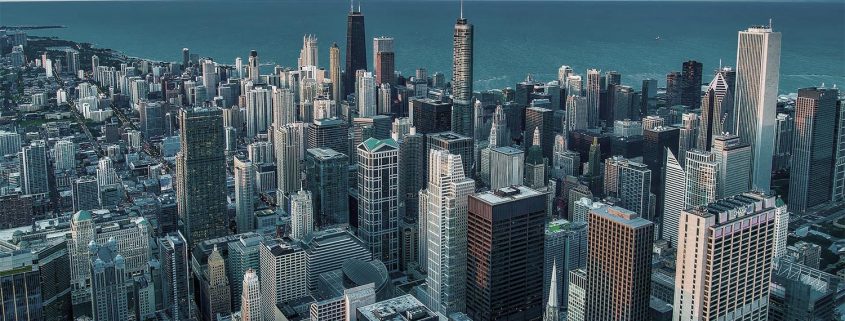 Chicago Skyline with Lake Michigan