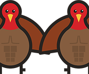 Two buff turkeys with abs.