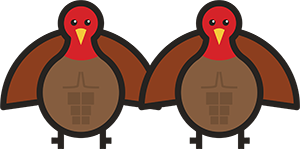 Two buff turkeys with abs.
