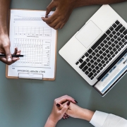 Registered dietitian sitting with a client