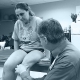 Woman receiving physical therapy for her knee injury.
