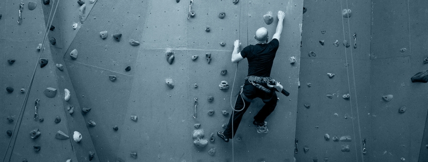 Climbing rock wall.