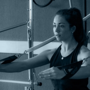 Pilates apparatus student.