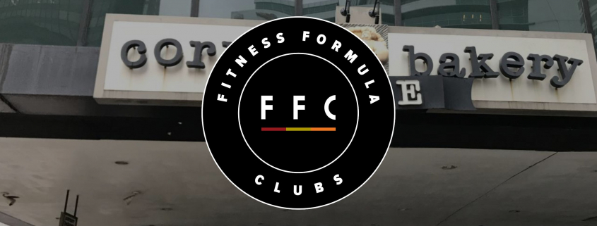 Corner bakery entrance with ffc logo on top of image