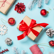 Photo of a wrapped gift for Christmas