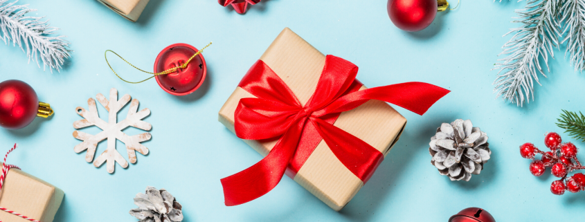 Photo of a wrapped gift for Christmas