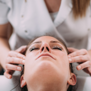 Woman getting head massage