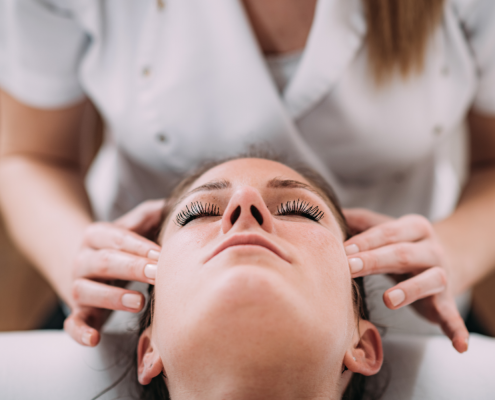 Woman getting head massage