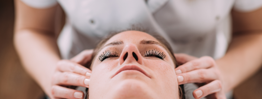 Woman getting head massage
