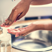Woman washing hands at sick