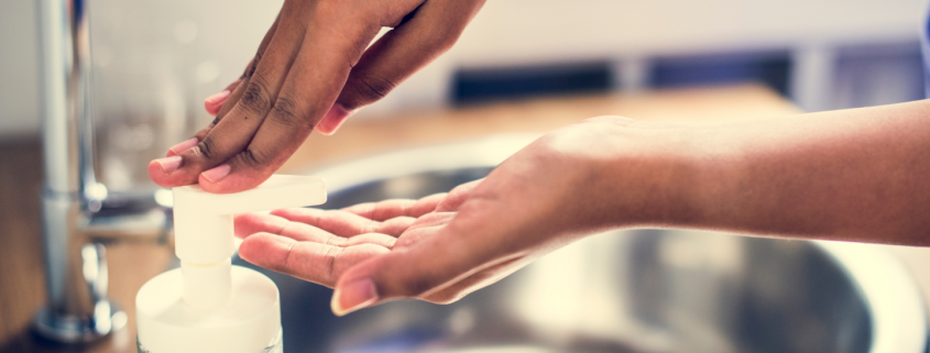 Woman washing hands at sick