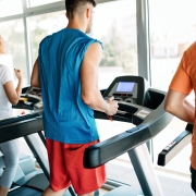 Picture of cheerful fitness team in gym