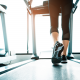 Woman walking on a treadmill