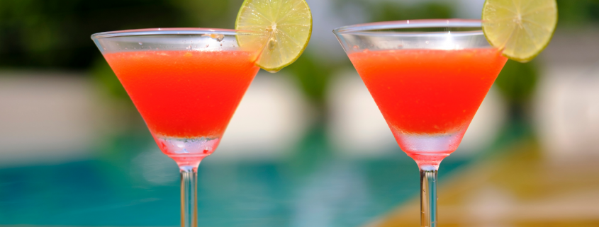 Cocktails outside on the bar