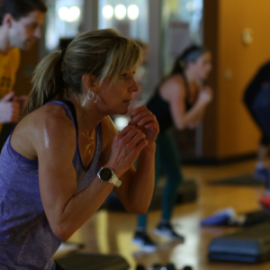 Woman exercising in an Urban Athlete group fitness class in Chicago