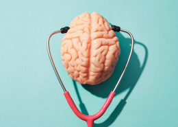 Photo of a brain and stethoscope for mental health