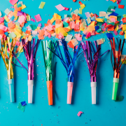 Party noise makers and confetti