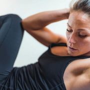 Woman doing high intensity workout.