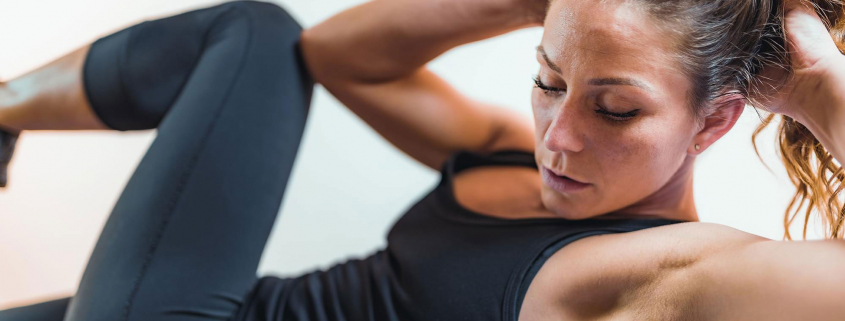 Woman doing high intensity workout.