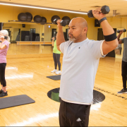 A group fitness class at FFC