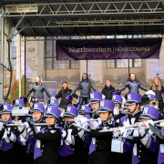 A group of Northwestern students/staff celebrating homecoming week