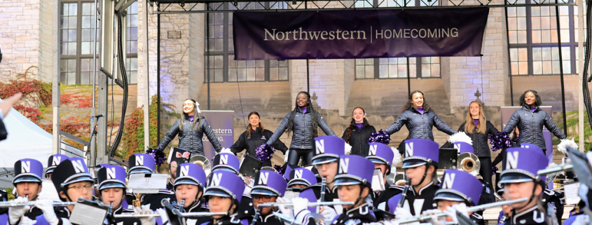 A group of Northwestern students/staff celebrating homecoming week