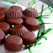 Dark chocolate peppermint bites on a plate