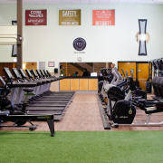 view of the cardio equipment from the turf at Old Town