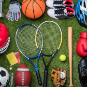 sports equipment on a turf field