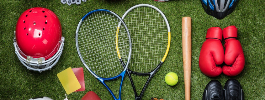 sports equipment on a turf field