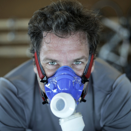 Man on a Bike with a VO2 test