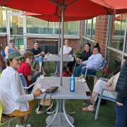 Sundeck party with drinks at Best Gym in Oak Park.