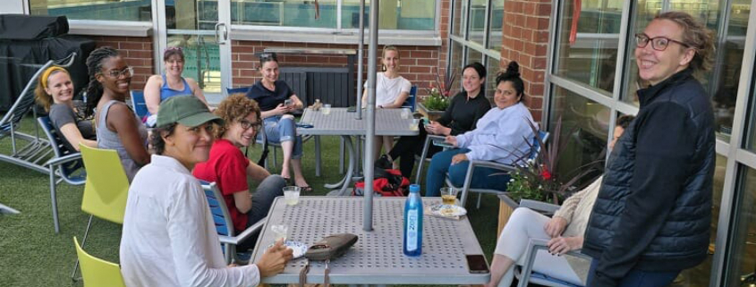 Sundeck party with drinks at Best Gym in Oak Park.