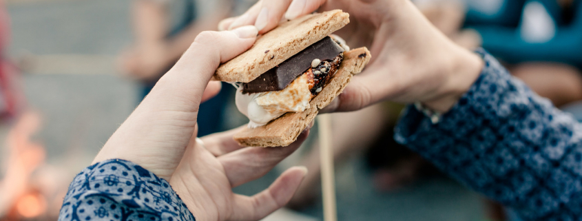 a smore by a firepit