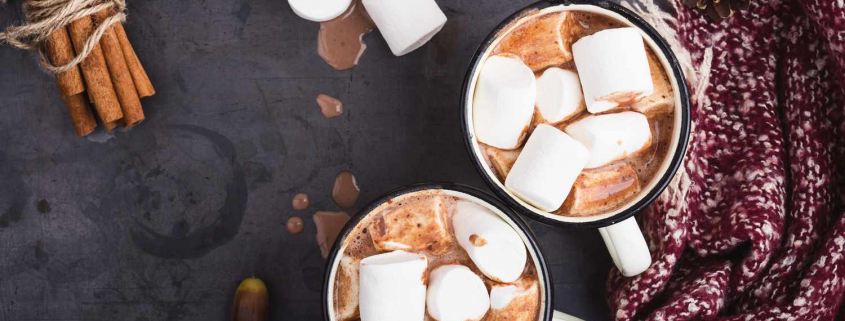 Two mugs of hot cocoa