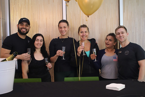 Group of members after Pilates and Prosecco Class at FFC West Loop