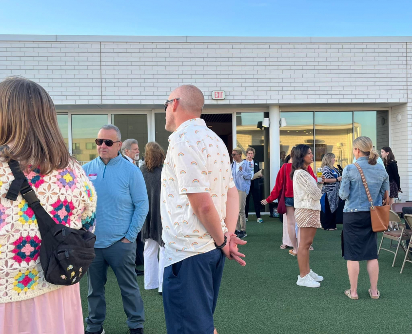 Outdoor party at EH on their outdoor rooftop turf