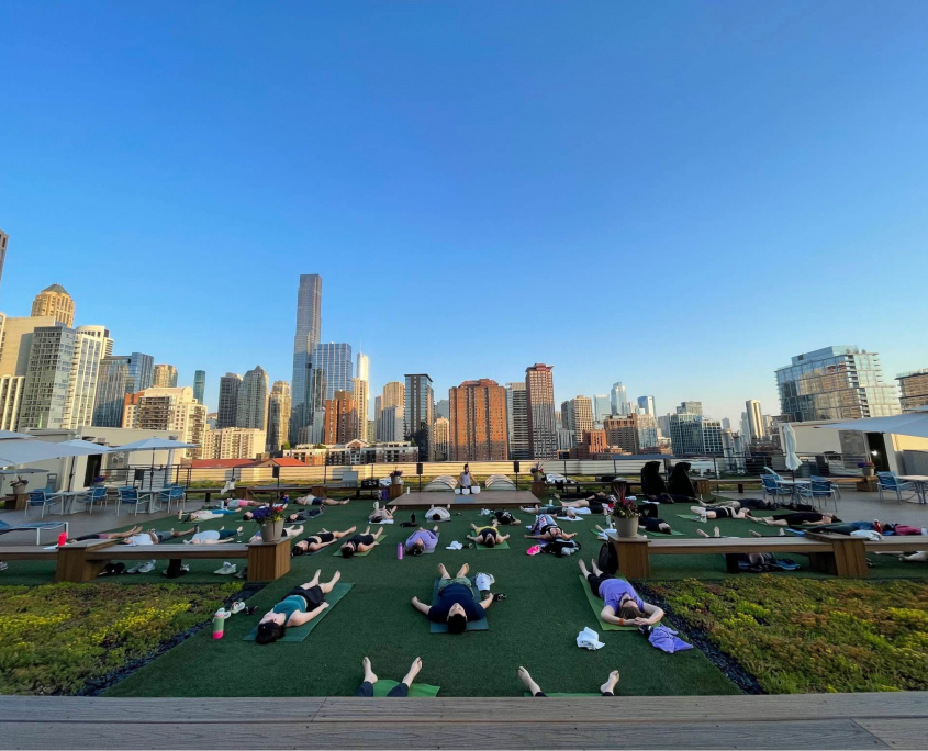 Rooftop yoga at the FFC Gold Coast rooftop