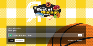 Webpage for Chicago Reader Best Gym Poll